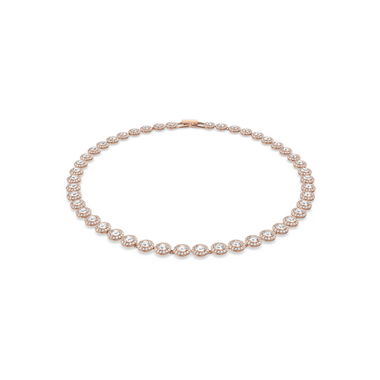 Angelic necklace, Round cut, White, Rose gold-tone plated