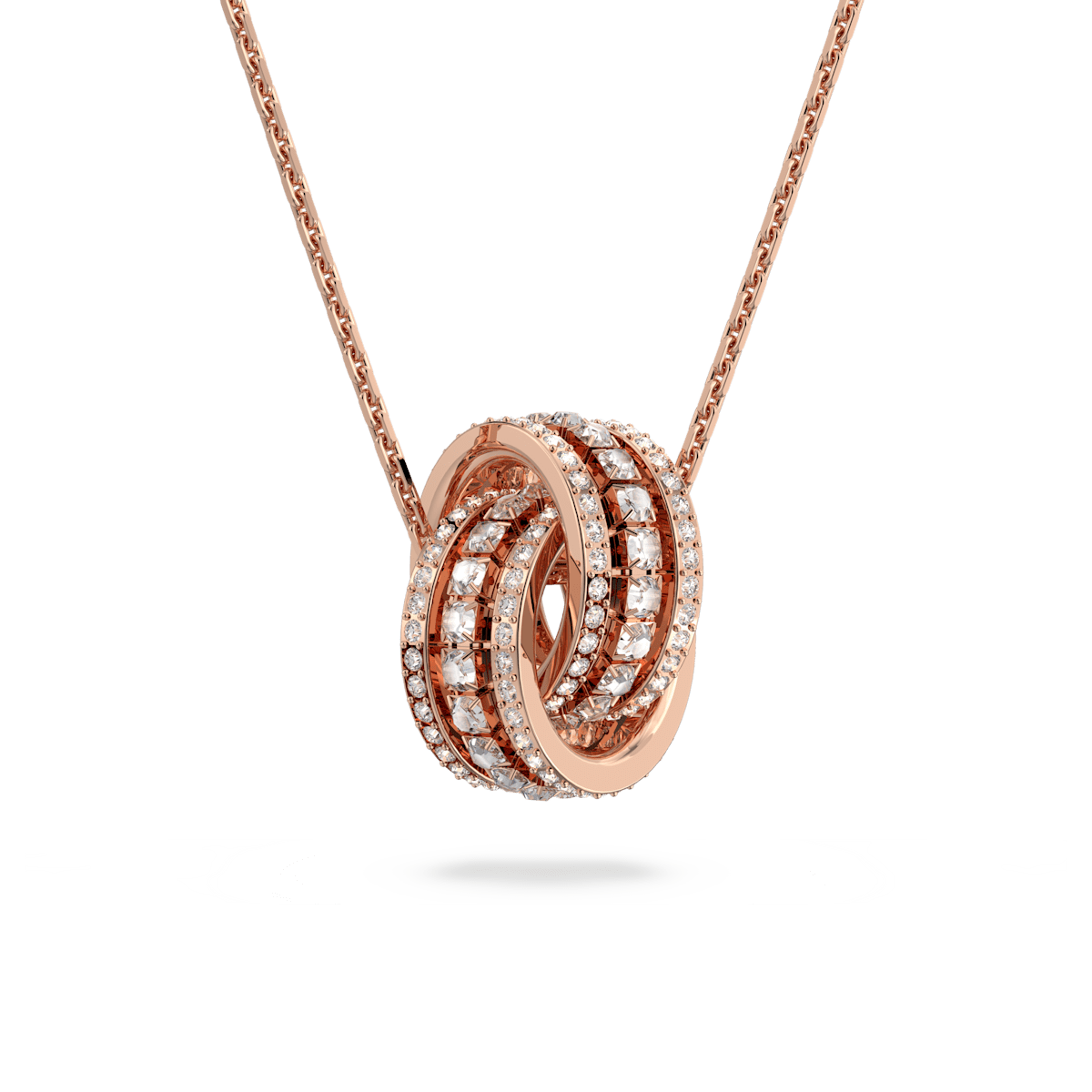 Further pendant, Intertwined circles, White, Rose gold-tone plated