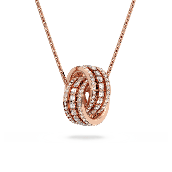 Further pendant, Intertwined circles, White, Rose gold-tone plated