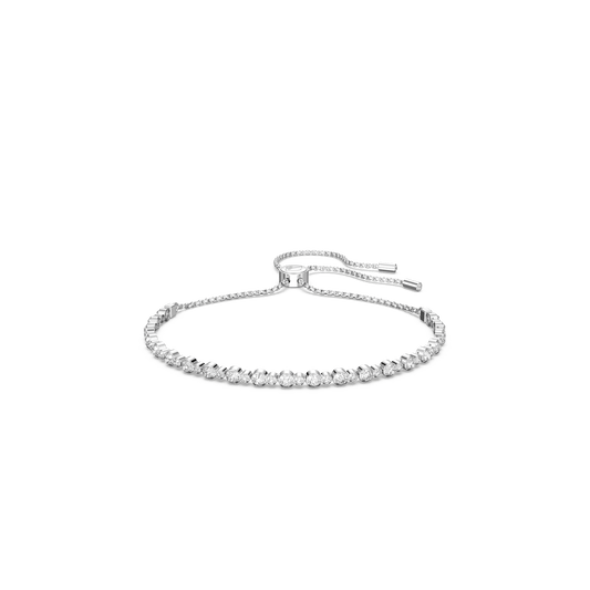 Subtle Trilogy bracelet, Round cut, White, Rhodium plated