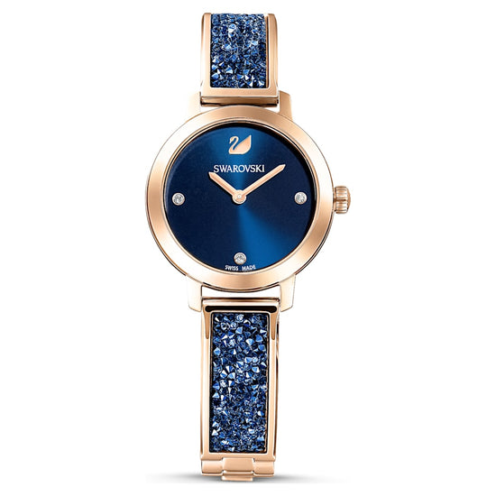Cosmic Rock watch, Swiss Made, Metal bracelet, Blue, Rose gold-tone finish