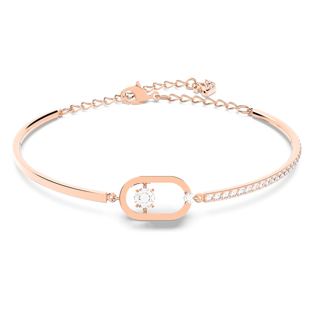 Swarovski Sparkling Dance bracelet, Round cut, Oval shape, White, Rose gold-tone plated