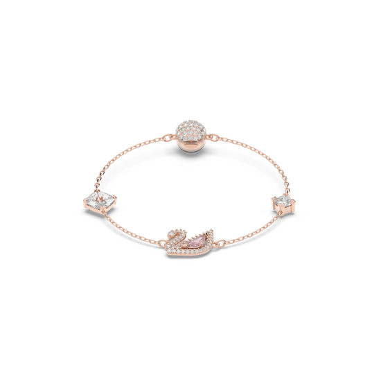 Dazzling Swan bracelet, Magnetic closure, Swan, Pink, Rose gold-tone plated