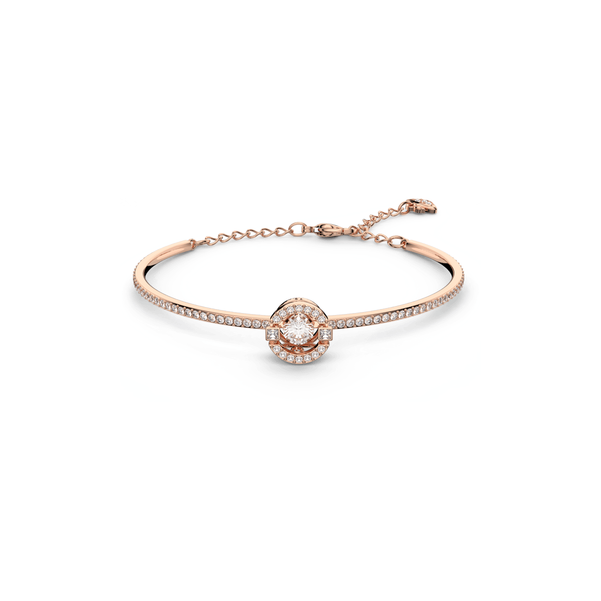 Swarovski Sparkling Dance bangle, Round cut, White, Rose gold-tone plated