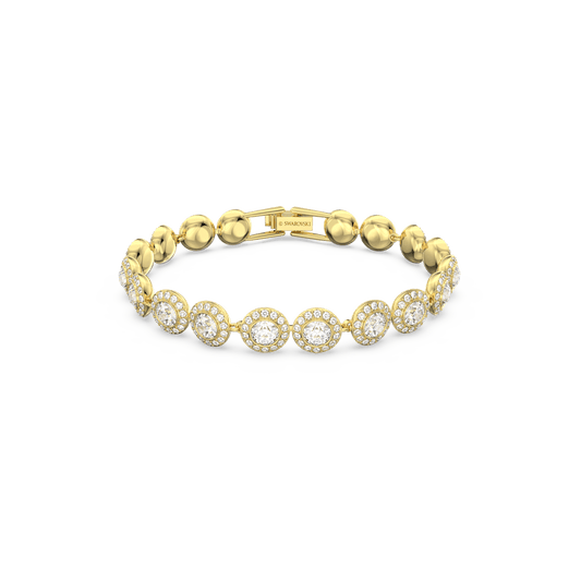 Angelic bracelet, Round cut, Pavé, Medium, White, Gold-tone plated