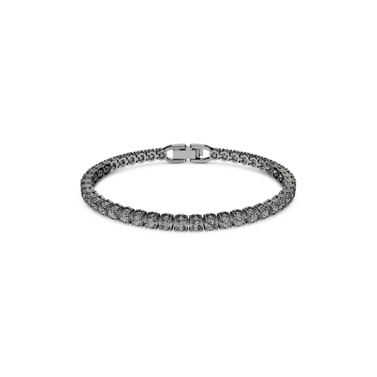 Tennis Deluxe bracelet, Round cut, Gray, Ruthenium plated