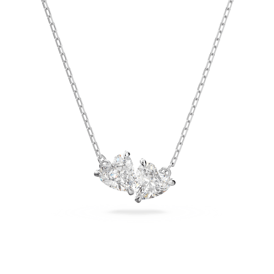 Attract Soul necklace, Heart, White, Rhodium plated