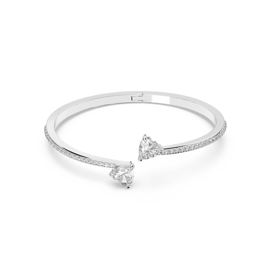 Attract Soul bangle, Heart, White, Rhodium plated
