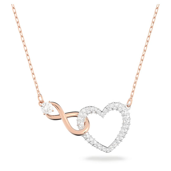 Load image into Gallery viewer, Swarovski Infinity necklace, Infinity and heart, White, Mixed metal finish
