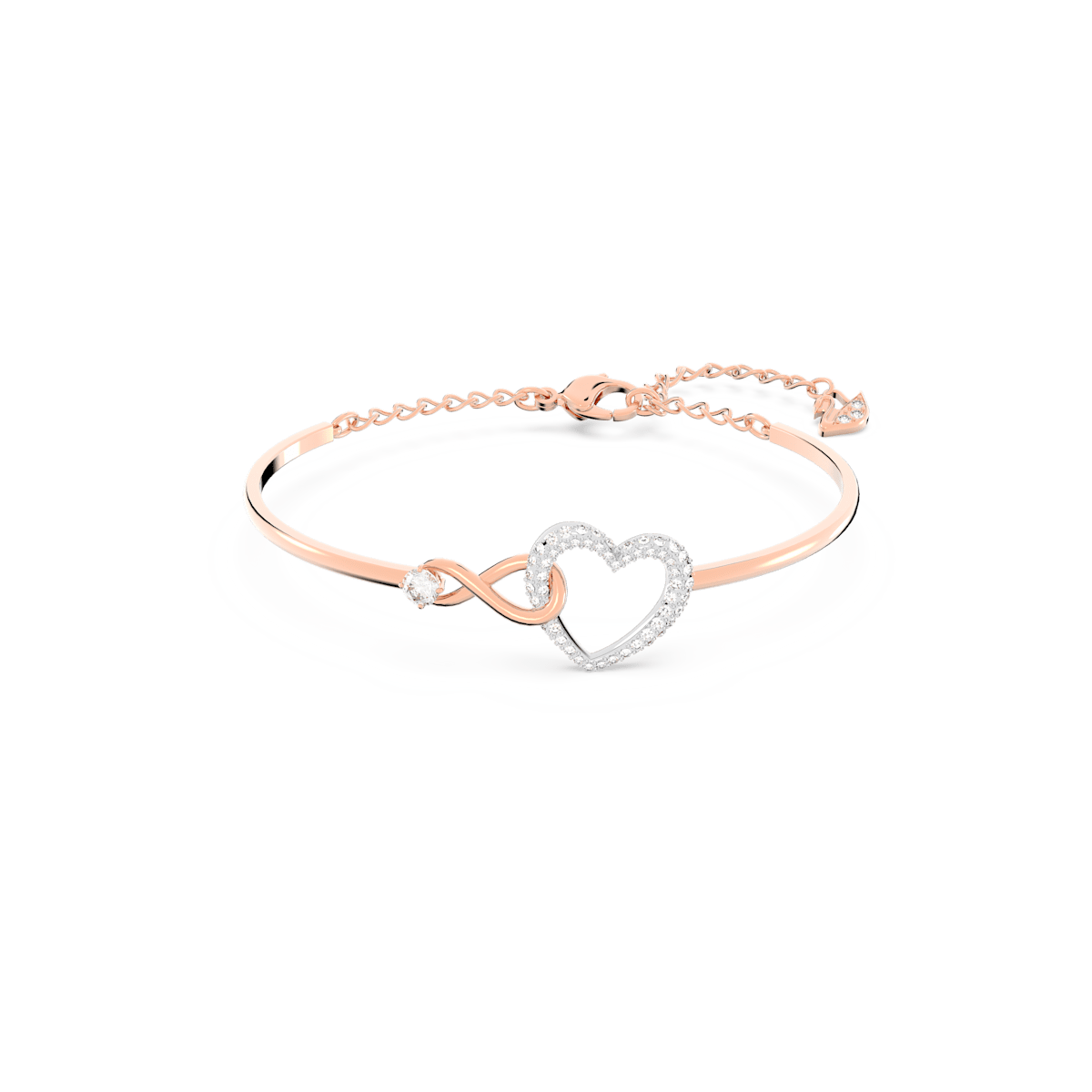 Swarovski Infinity bangle, Infinity and heart, White, Mixed metal finish