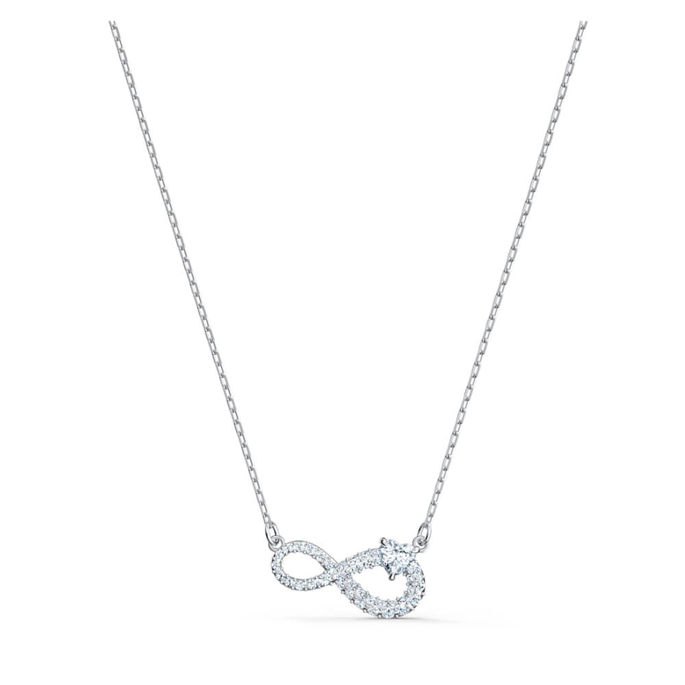 Swarovski Infinity necklace, Infinity, White, Rhodium plated