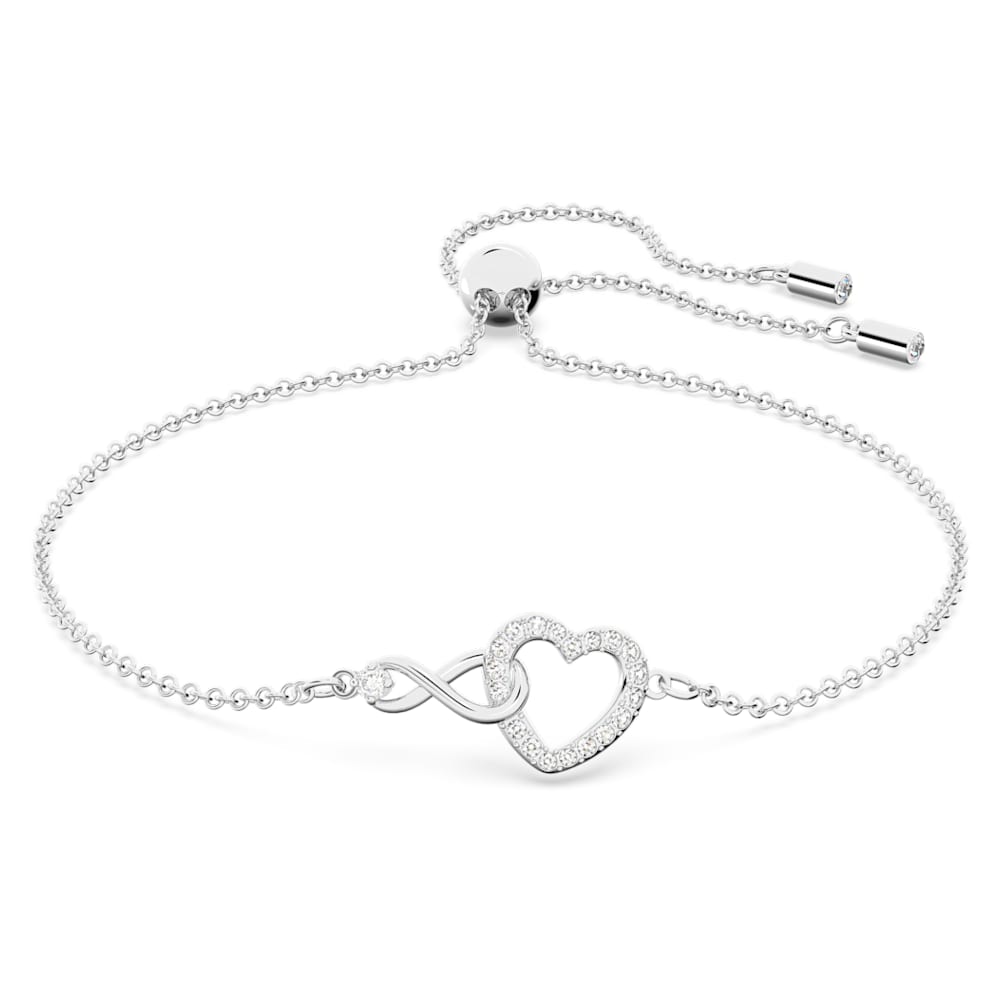Load image into Gallery viewer, Swarovski Infinity bracelet, Infinity and heart, White, Rhodium plated
