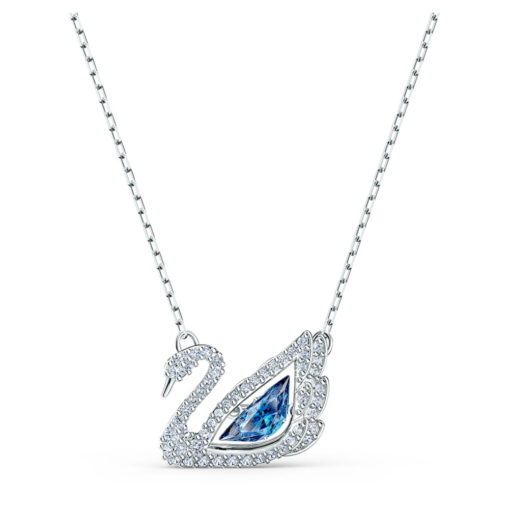 Load image into Gallery viewer, Dancing Swan necklace, Swan, Blue, Rhodium plated
