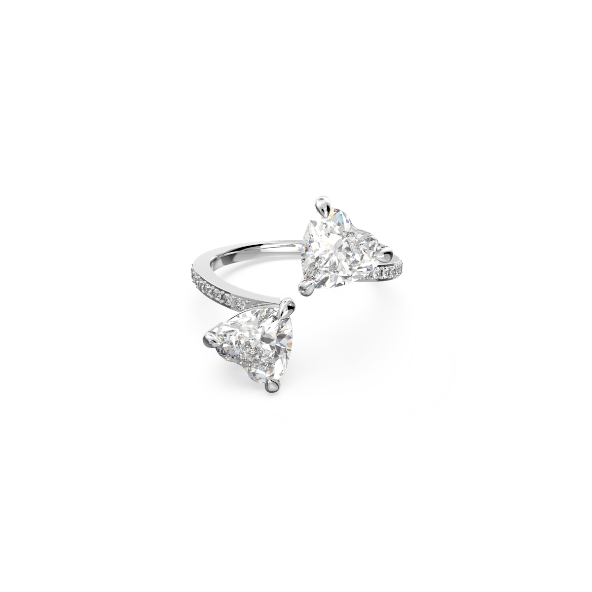 Attract Soul open ring, Heart, White, Rhodium plated