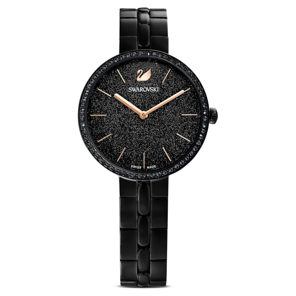Cosmopolitan watch, Swiss Made, Metal bracelet, Black, Black finish