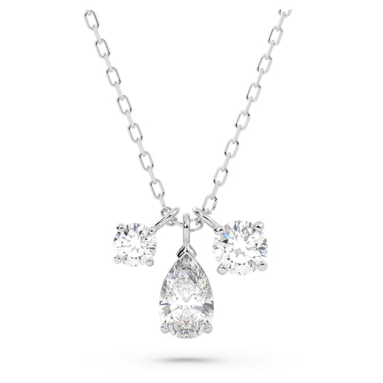 Load image into Gallery viewer, Attract pendant, Mixed cuts, Cluster, White, Rhodium plated
