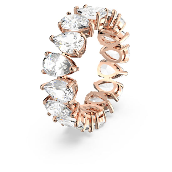 Load image into Gallery viewer, Vittore ring, Drop cut, White, Rose gold-tone plated Size 60
