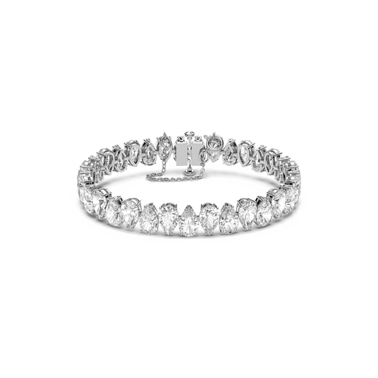 Millenia bracelet, Pear cut, White, Rhodium plated