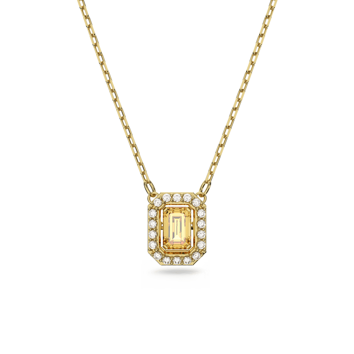 Millenia necklace, Octagon cut, Yellow, Gold-tone plated