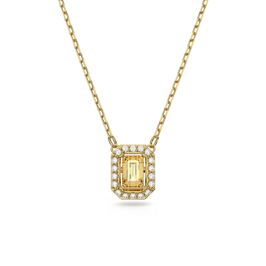 Millenia necklace, Octagon cut, Yellow, Gold-tone plated