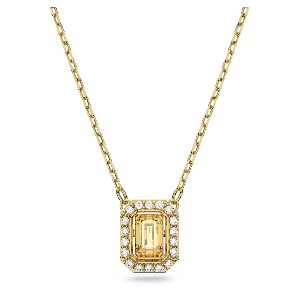 Millenia necklace, Octagon cut, Yellow, Gold-tone plated