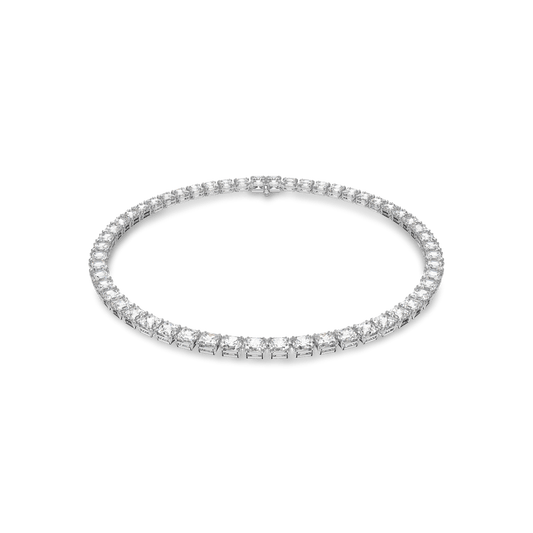 Millenia necklace, Square cut, White, Rhodium plated