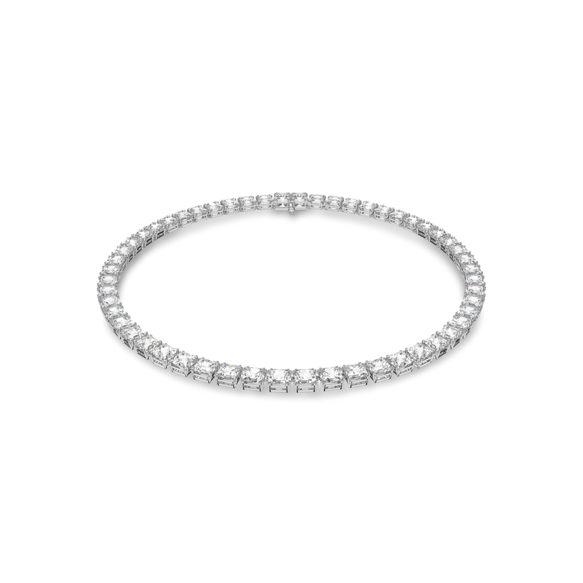 Millenia necklace, Square cut, White, Rhodium plated