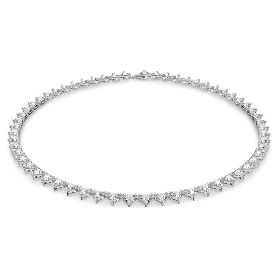 Ortyx necklace, Triangle cut, White, Rhodium plated