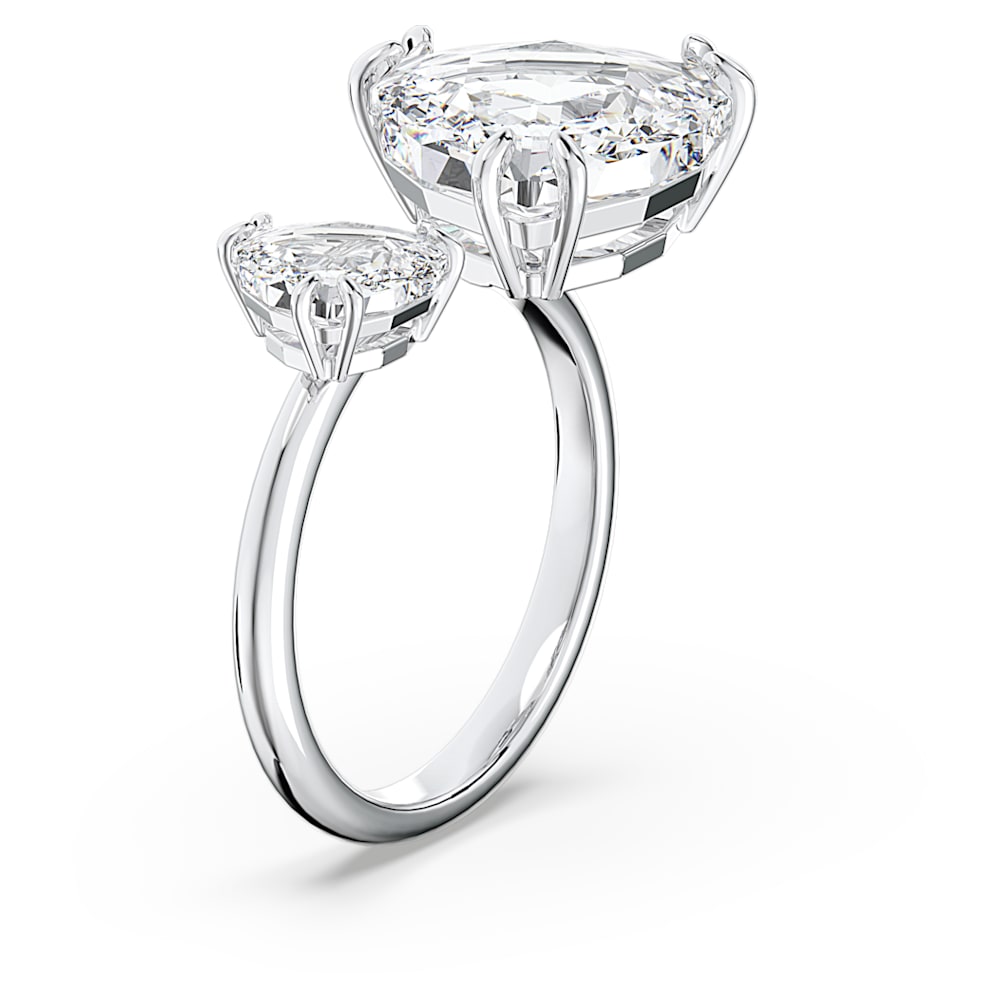 Load image into Gallery viewer, Millenia open ring, Trilliant cut, White, Rhodium plated Size 58
