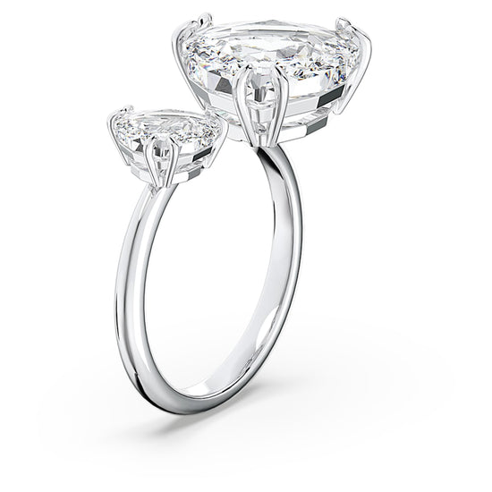 Millenia open ring, Trilliant cut, White, Rhodium plated Size 58