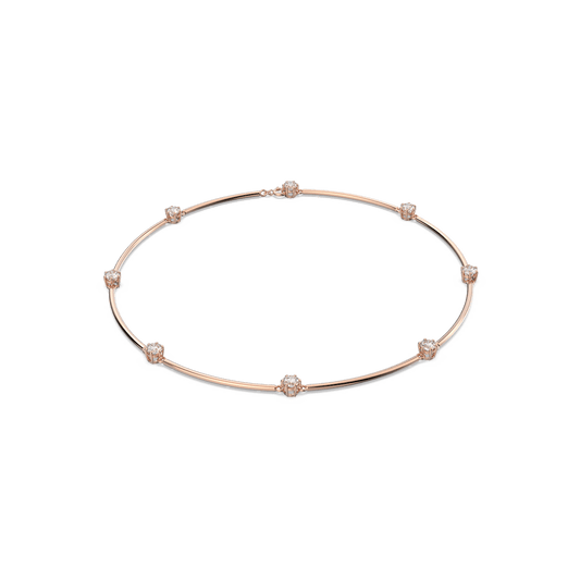 Constella necklace, Round cut, White, Rose gold-tone plated