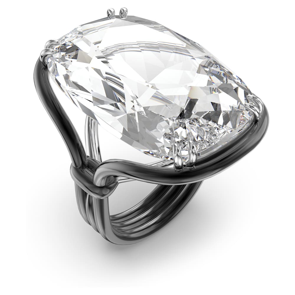 Harmonia cocktail ring, Oversized crystal, White, Mixed metal finish Size 60