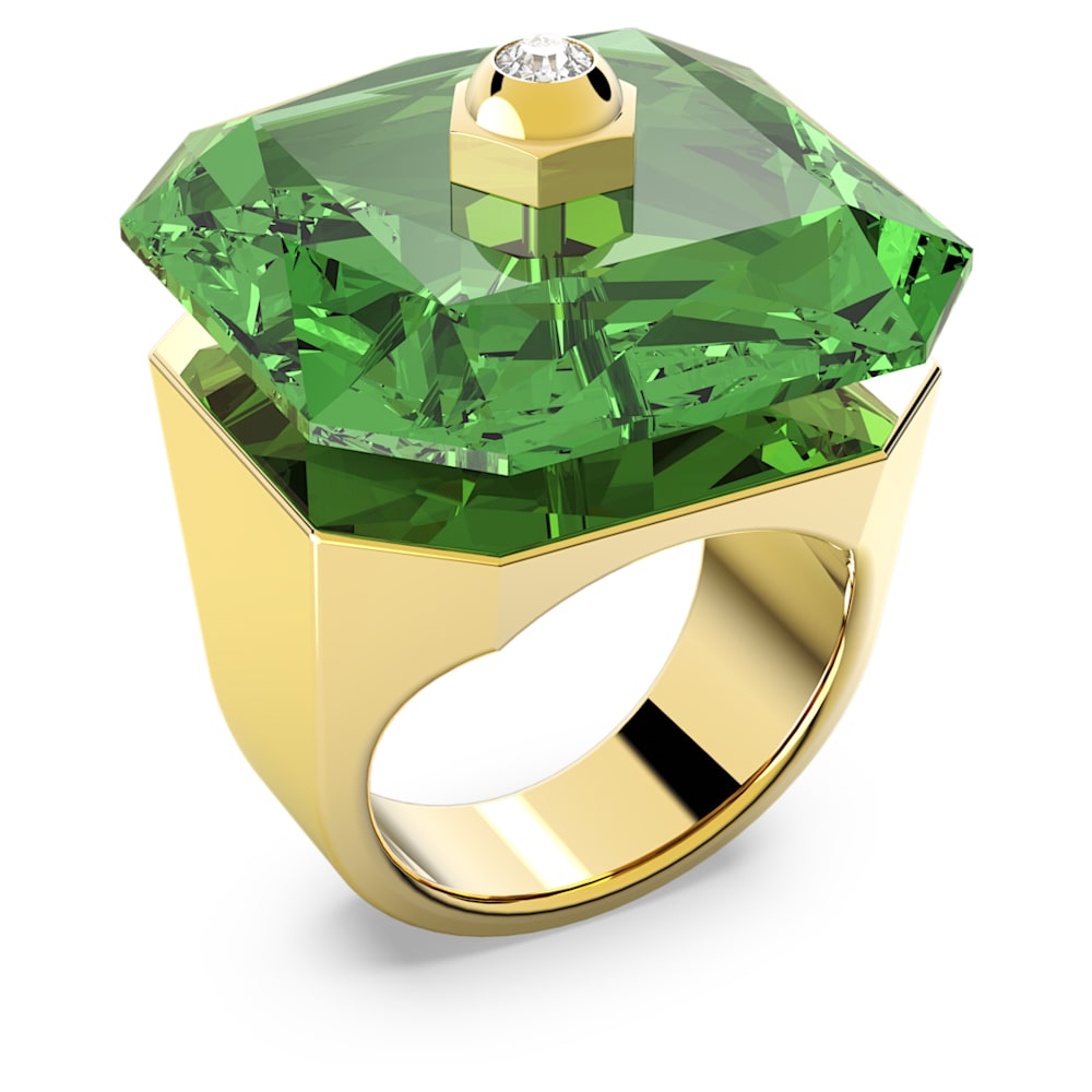 Load image into Gallery viewer, Numina cocktail ring, Octagon cut, Green, Gold-tone plated Size 55
