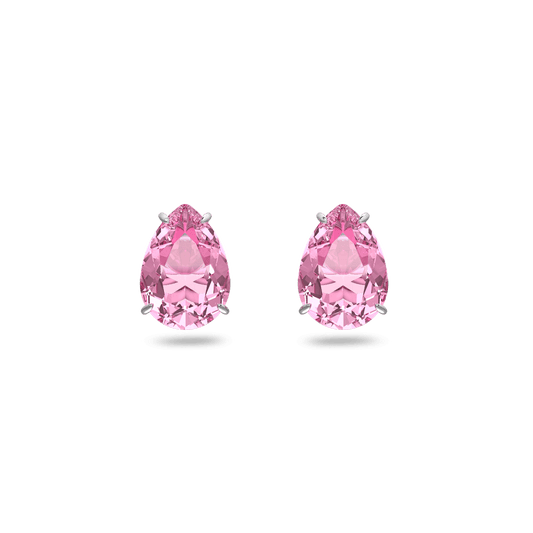 Gema stud earrings, Drop cut, Pink, Rhodium plated