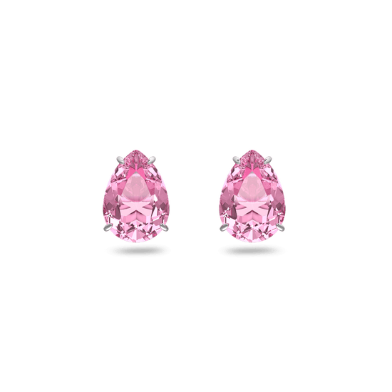 Gema stud earrings, Drop cut, Pink, Rhodium plated