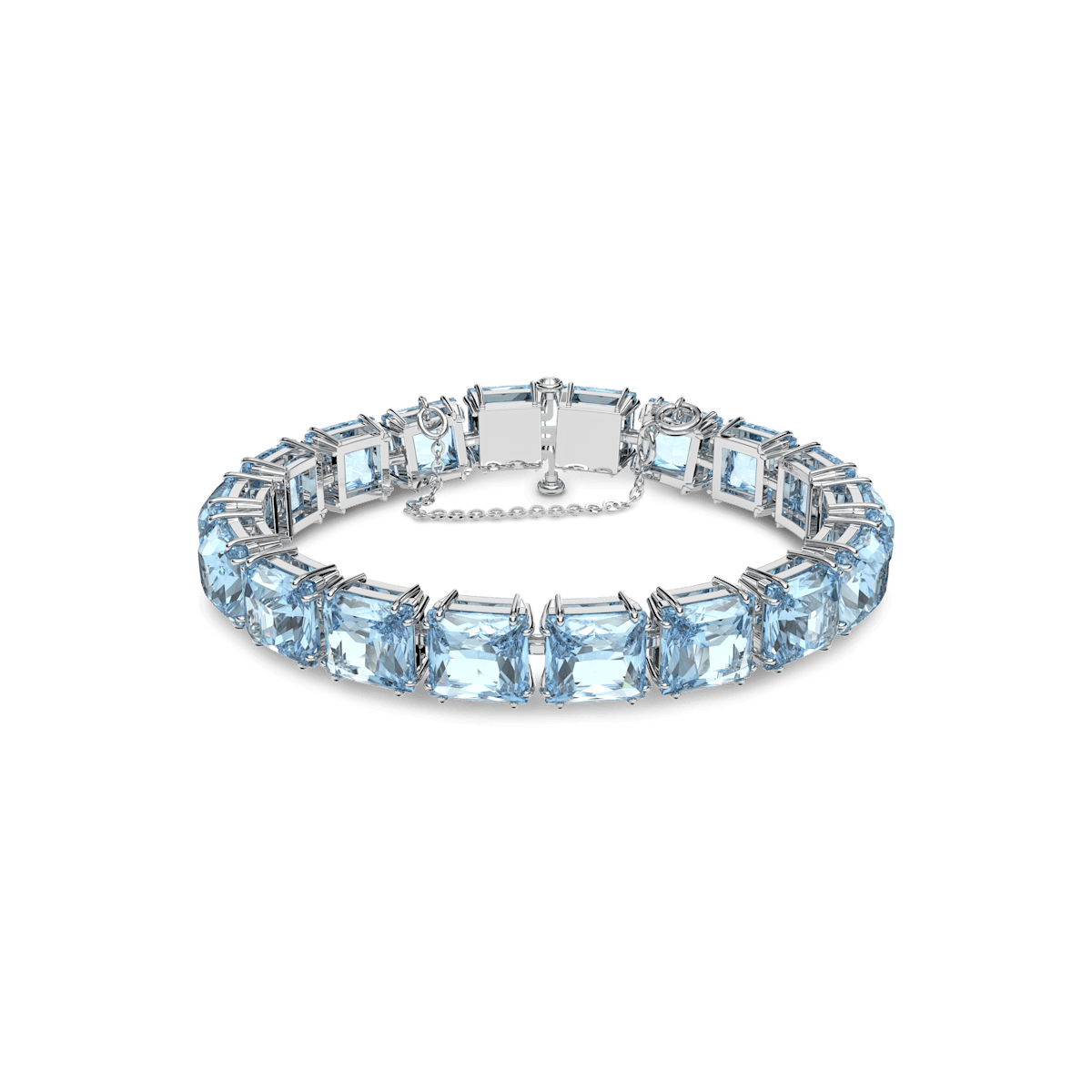 Millenia bracelet, Square cut, Medium, Blue, Rhodium plated