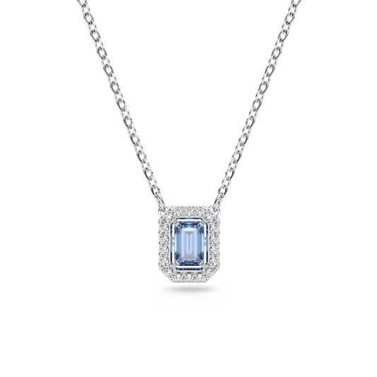 Millenia necklace, Octagon cut, Blue, Rhodium plated