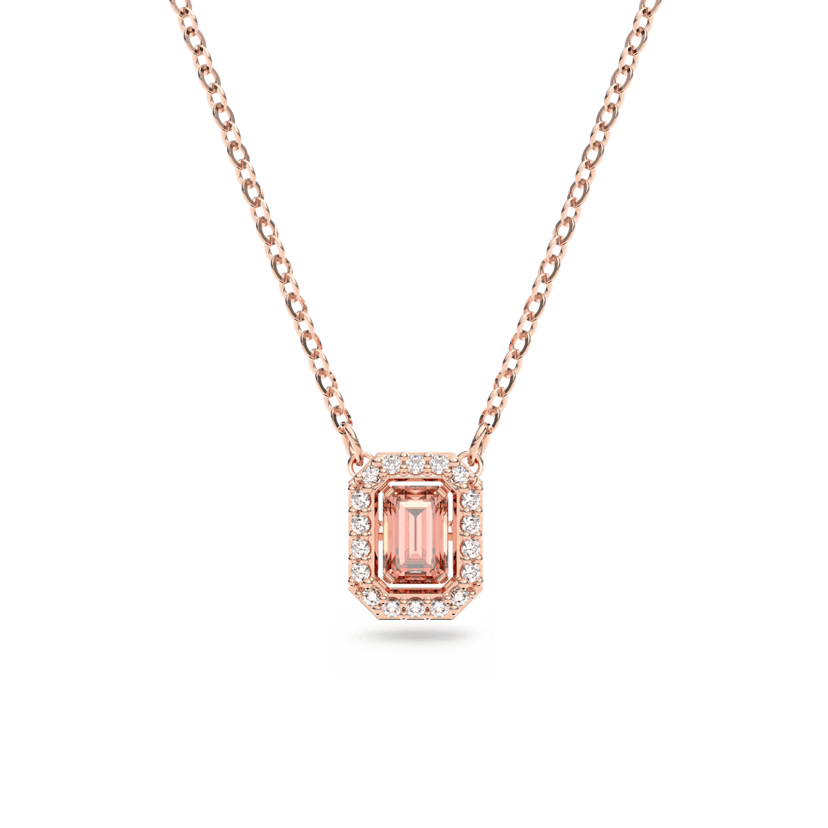 Millenia necklace, Octagon cut, Pink, Rose gold-tone plated