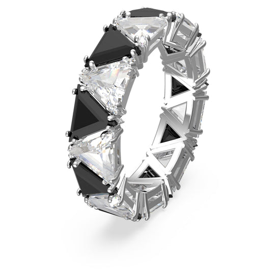 Load image into Gallery viewer, Ortyx cocktail ring, Triangle cut, Black, Rhodium plated Size 55
