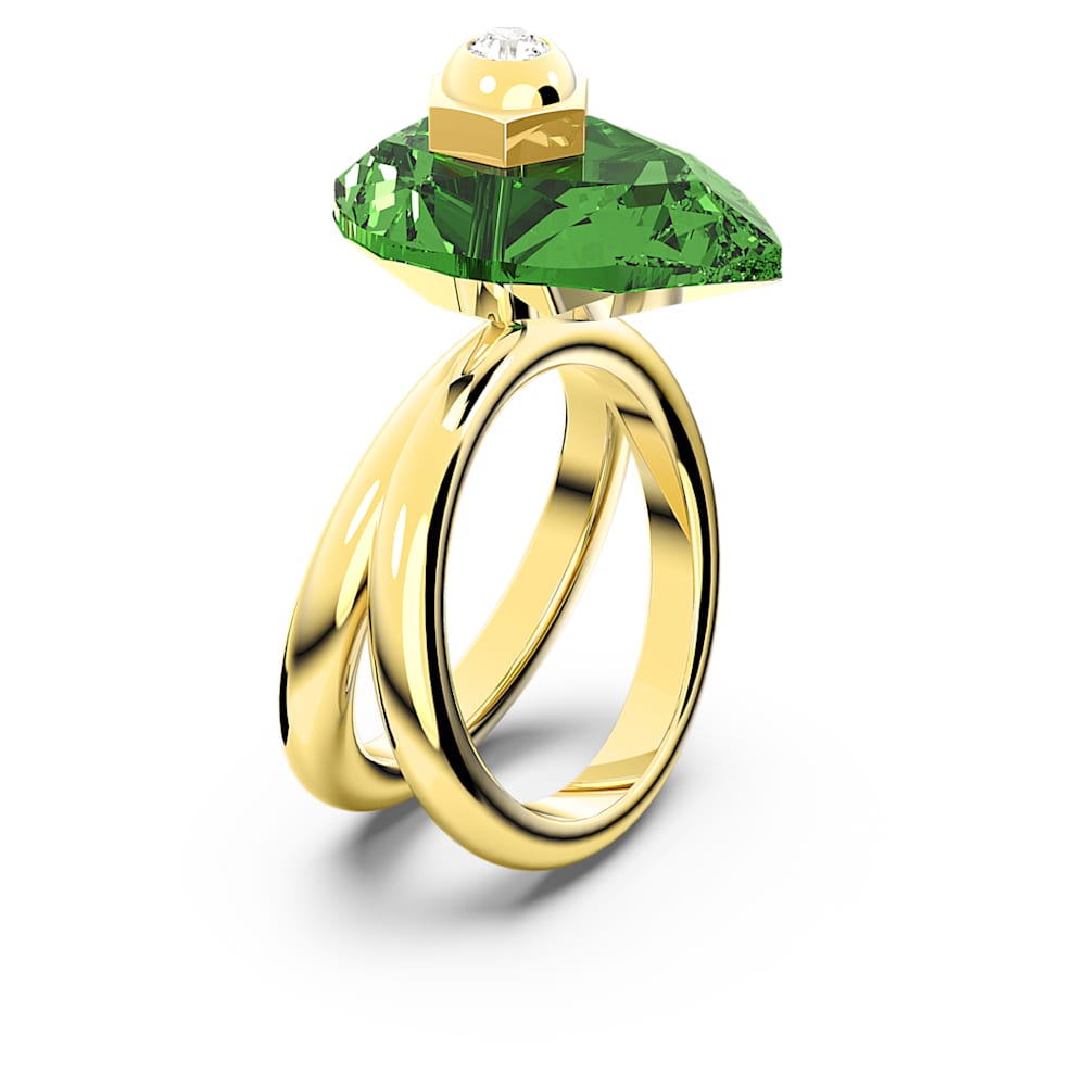 Load image into Gallery viewer, Numina ring, Pear cut, Green, Gold-tone plated Size 55
