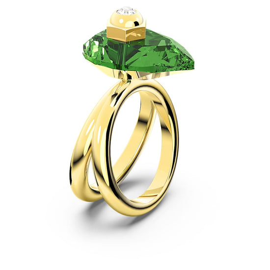 Numina ring, Pear cut, Green, Gold-tone plated Size 55