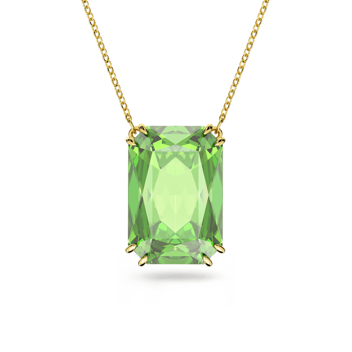 Millenia pendant, Octagon cut, Green, Gold-tone plated