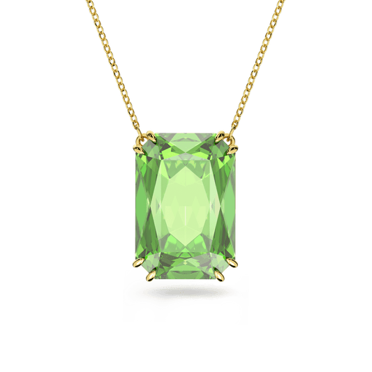 Millenia pendant, Octagon cut, Green, Gold-tone plated