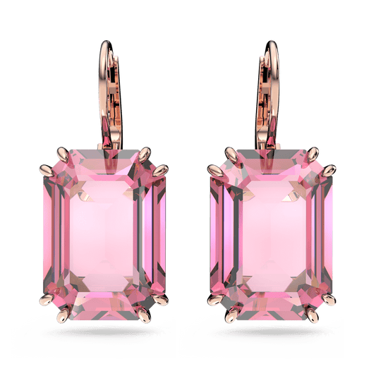 Millenia drop earrings, Octagon cut, Pink, Rose gold-tone plated