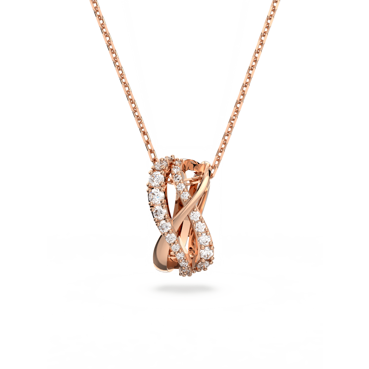 Twist necklace, White, Rose gold-tone plated