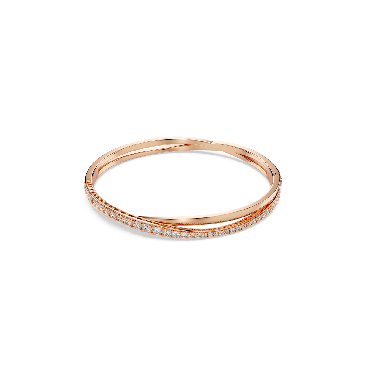 Twist bracelet, White, Rose gold-tone plated