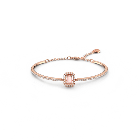 Millenia bangle, Octagon cut, Pavé, Pink, Rose gold-tone plated