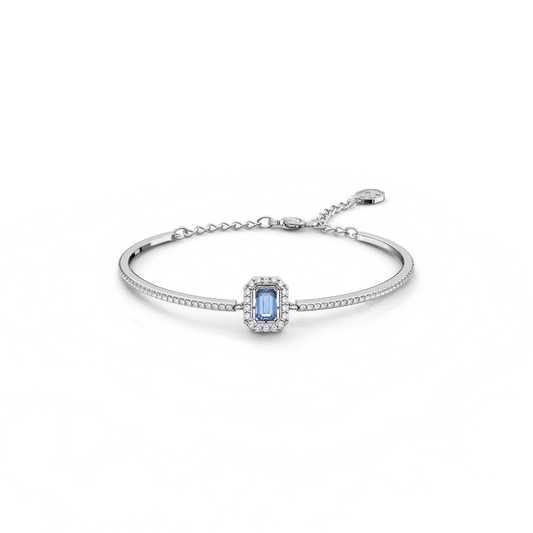 Millenia bangle, Octagon cut, Pavé, Blue, Rhodium plated