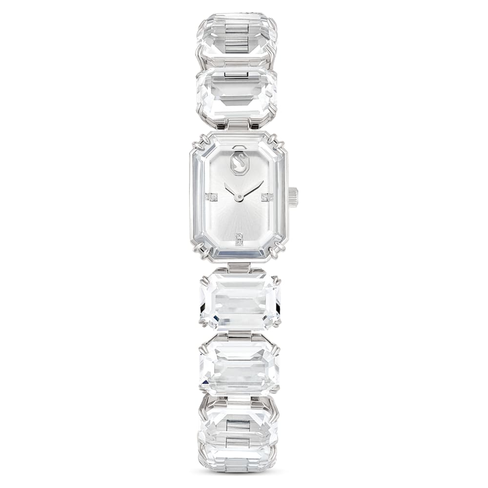 Watch, Octagon cut bracelet, White, Stainless Steel