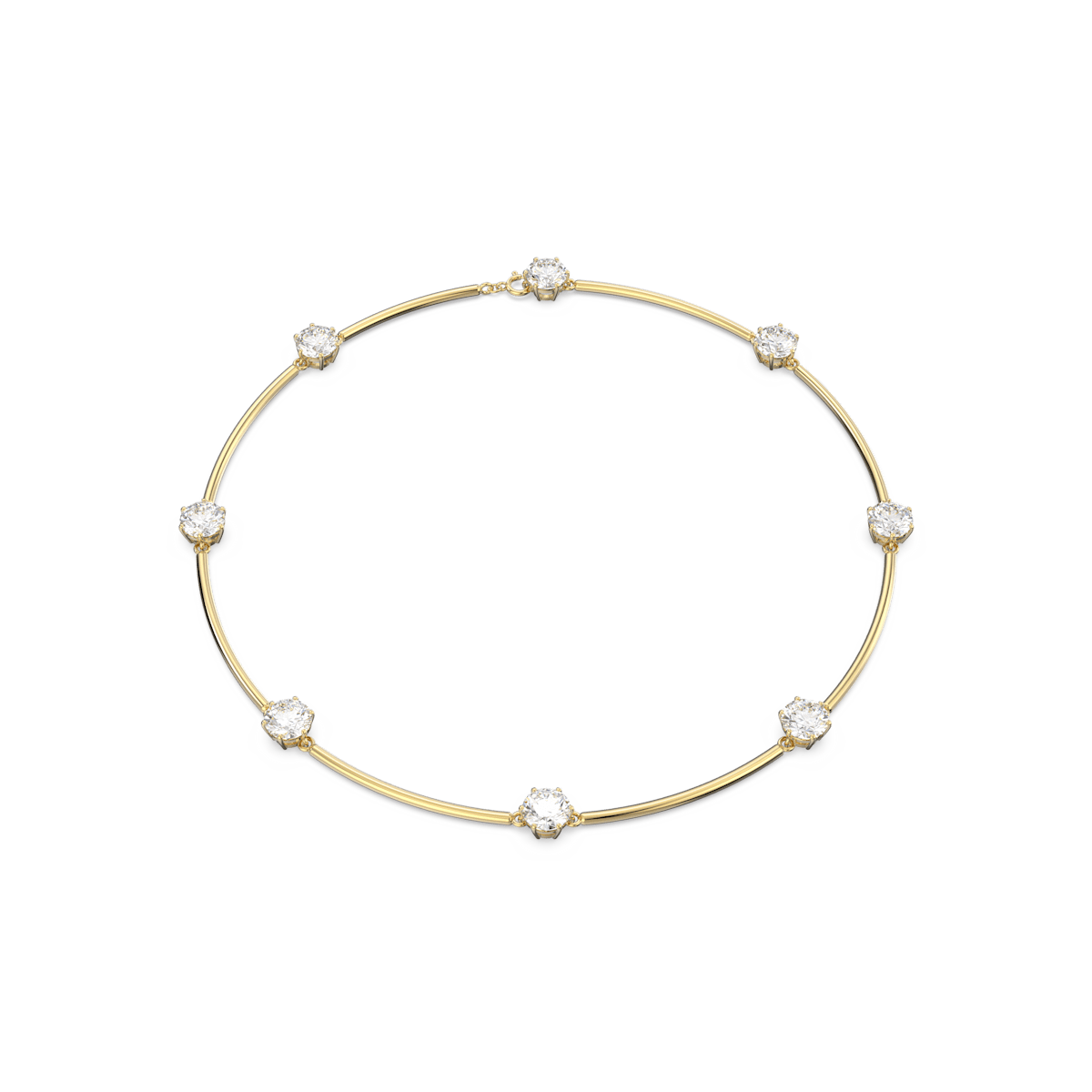 Constella choker, Round cut, White, Shiny gold-tone plated